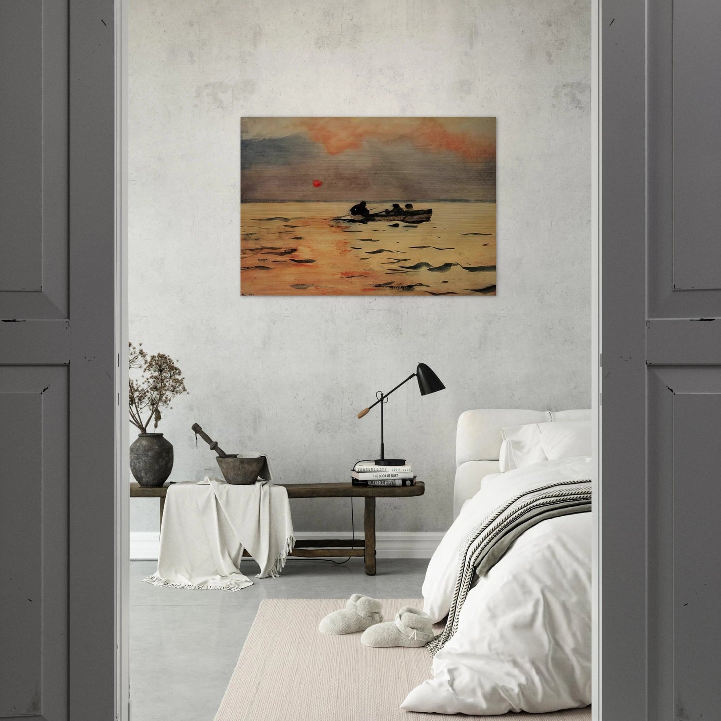 ROWING HOME - Winslow Homer Brushed Aluminum Print - 70x100 cm / 28x40 inches | Winslow Homer Aluminum Print | Winslow Homer Prints