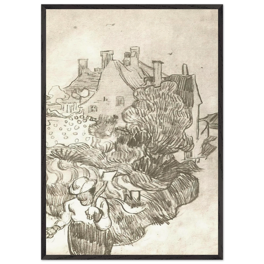 A House at Auvers - Vincent van Gogh 70x100 cm / 28x40 inches Framed Art Print – Black Wooden Frame