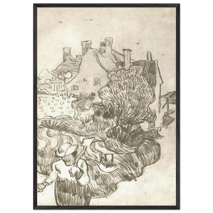 A House at Auvers - Vincent van Gogh 70x100 cm / 28x40 inches Framed Art Print – Black Wooden Frame