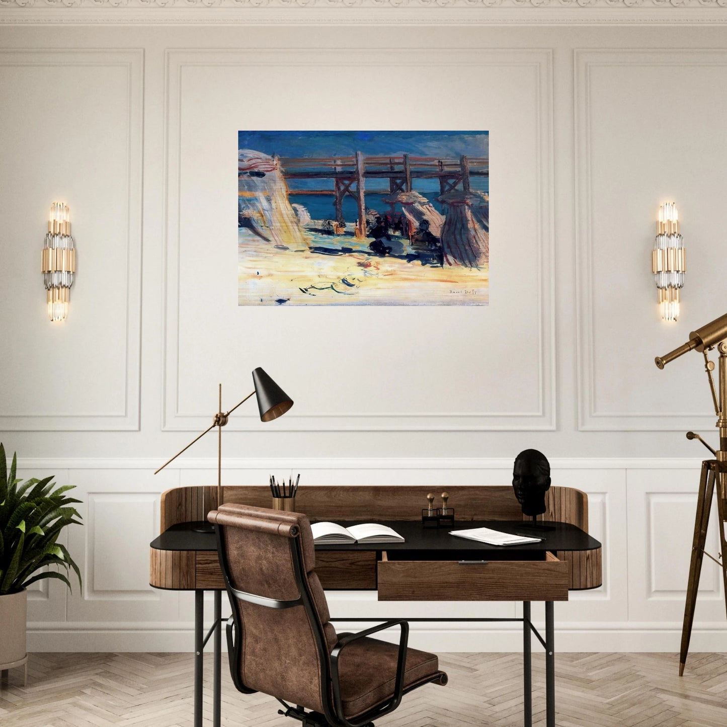 SANDY BEACH OF SAINTE ADRESSE - Raoul Dufy Brushed Aluminum Print - 70x100 cm / 28x40 inches | Raoul Dufy Aluminum Print | Raoul Dufy Prints