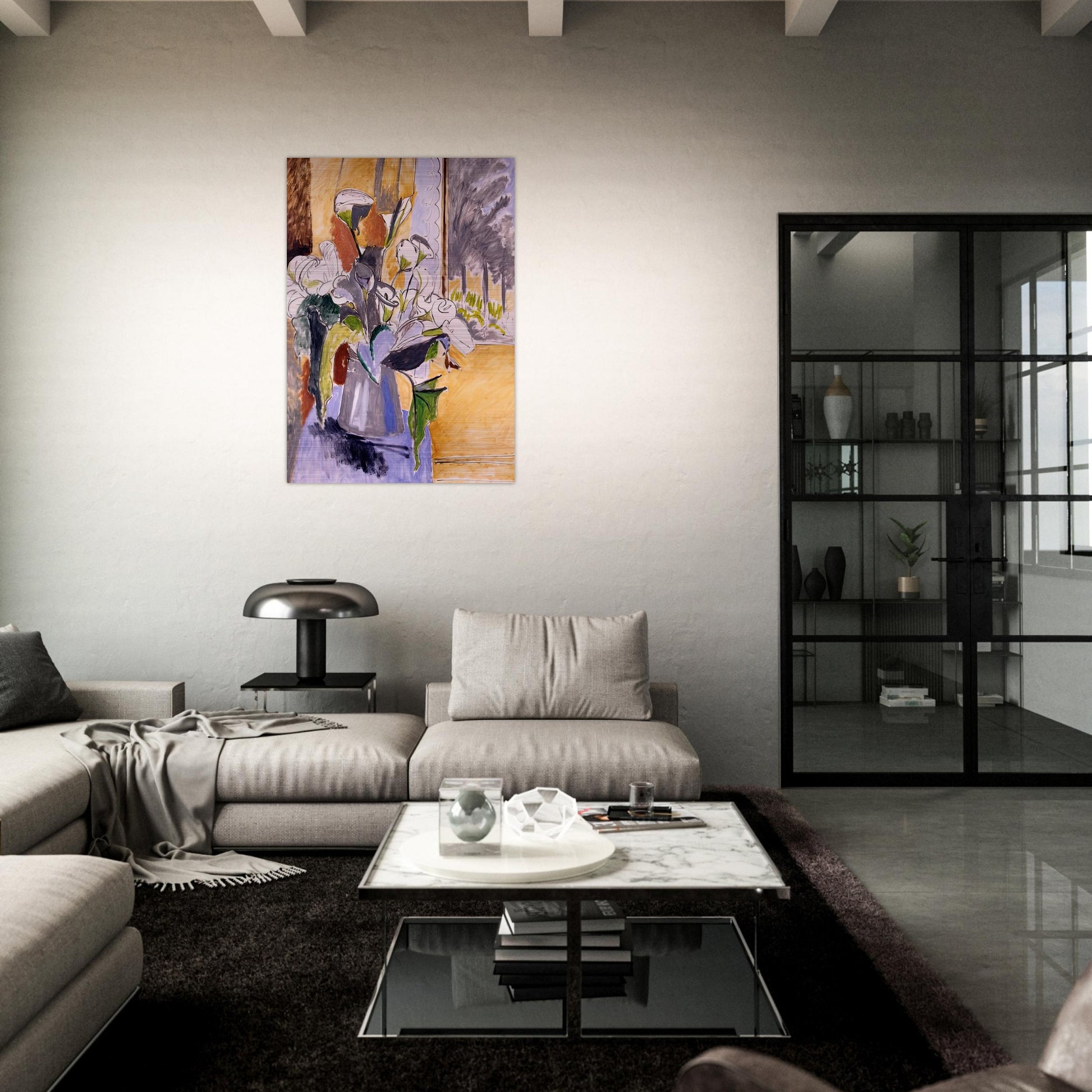 BOUQUET OF FLOWERS ON A VERANDA 1912 - Henri Matisse Brushed Aluminum Print - 70x100 cm / 28x40 inches | Henri Matisse Aluminum Print | Henri Matisse Prints