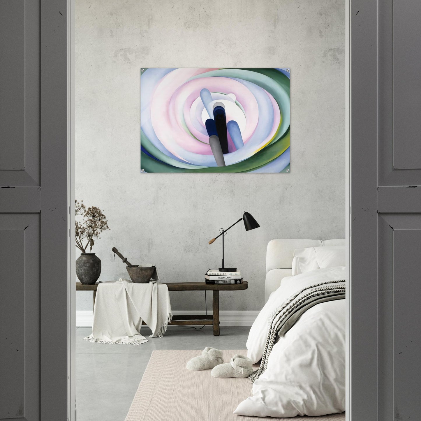 Grey Blue and Black, Pink Circle - Georgia O'Keeffe Acrylic Print - 70x100 cm / 28x40″ inches