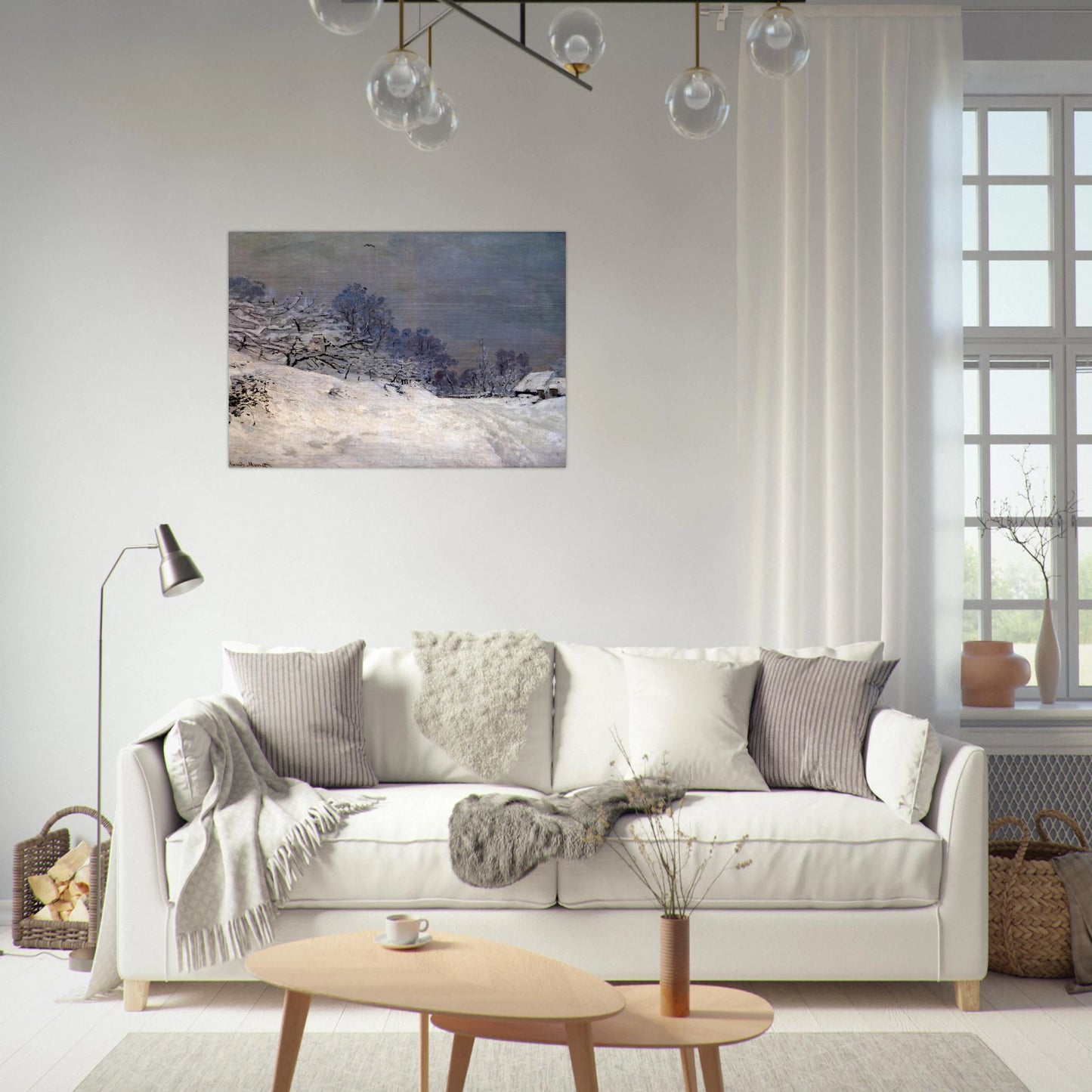 The Road in front of Saint-Simeon Farm in Winter - claude monet Brushed Aluminum Print - 70x100 cm / 28x40 inches | claude monet Aluminum Print | claude monet Prints