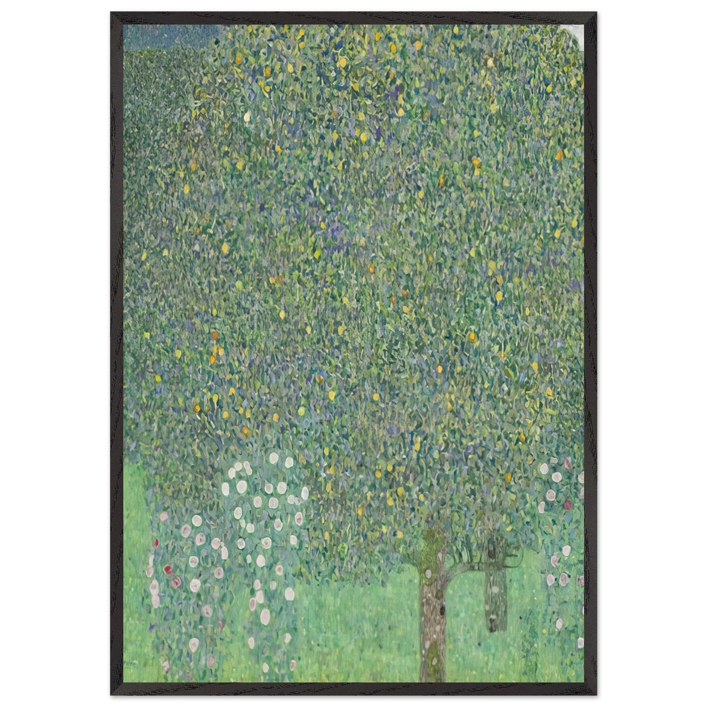 ROSES UNDER THE TREES - Gustav Klimt 70x100 cm / 28x40 inches Framed Art Print – Black Wooden Frame