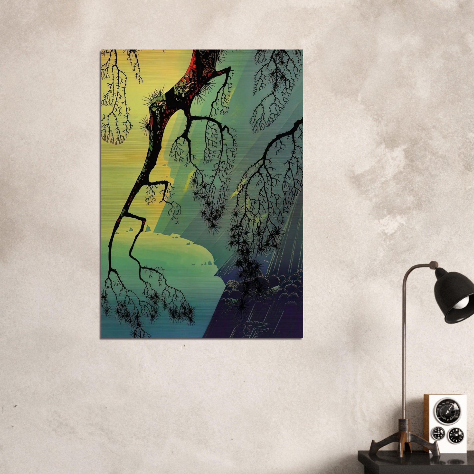 Fog Mist - Eyvind Earle Brushed Aluminum Print - 70x100 cm / 28x40 inches | Eyvind Earle Aluminum Print | Eyvind Earle Prints
