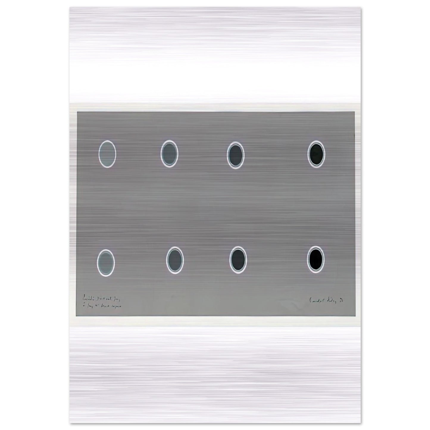 ENCIRCLING DISCS WITH GREY IN GREY TO BLACK SEQUENCE 1970 - Bridget Riley Brushed Aluminum Print - 70x100 cm / 28x40 inches | Bridget Riley Aluminum Print | Bridget Riley Prints