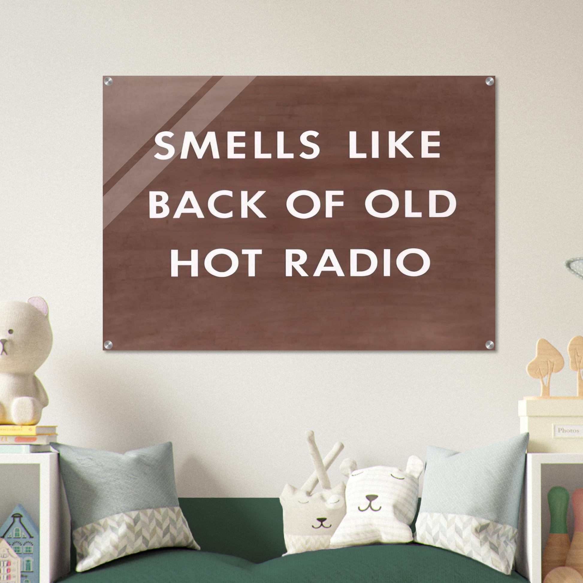SMELLS LIKE BACK OF OLD HOT RADIO 1976 - Edward Ruscha Acrylic Print - 70x100 cm / 28x40″ inches