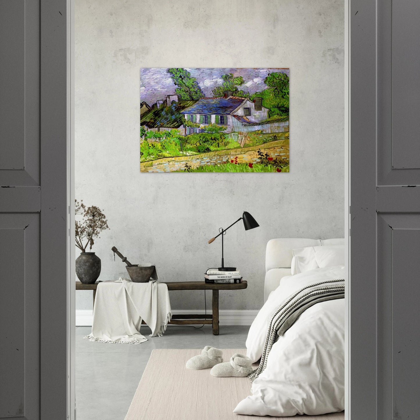 Houses in Auvers - Vincent van Gogh Brushed Aluminum Print - 70x100 cm / 28x40 inches | Vincent van Gogh Aluminum Print | Vincent van Gogh Prints