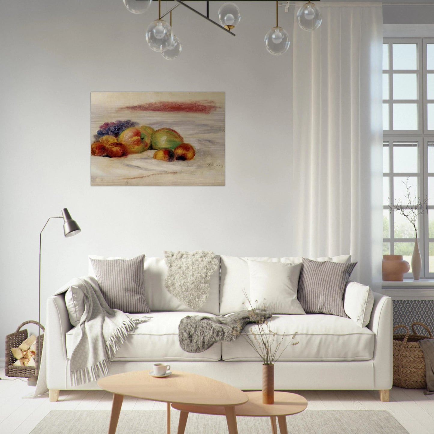 Apples and Grapes - Pierre-Auguste Renoir Brushed Aluminum Print - 70x100 cm / 28x40 inches | Pierre-Auguste Renoir Aluminum Print | Pierre-Auguste Renoir Prints