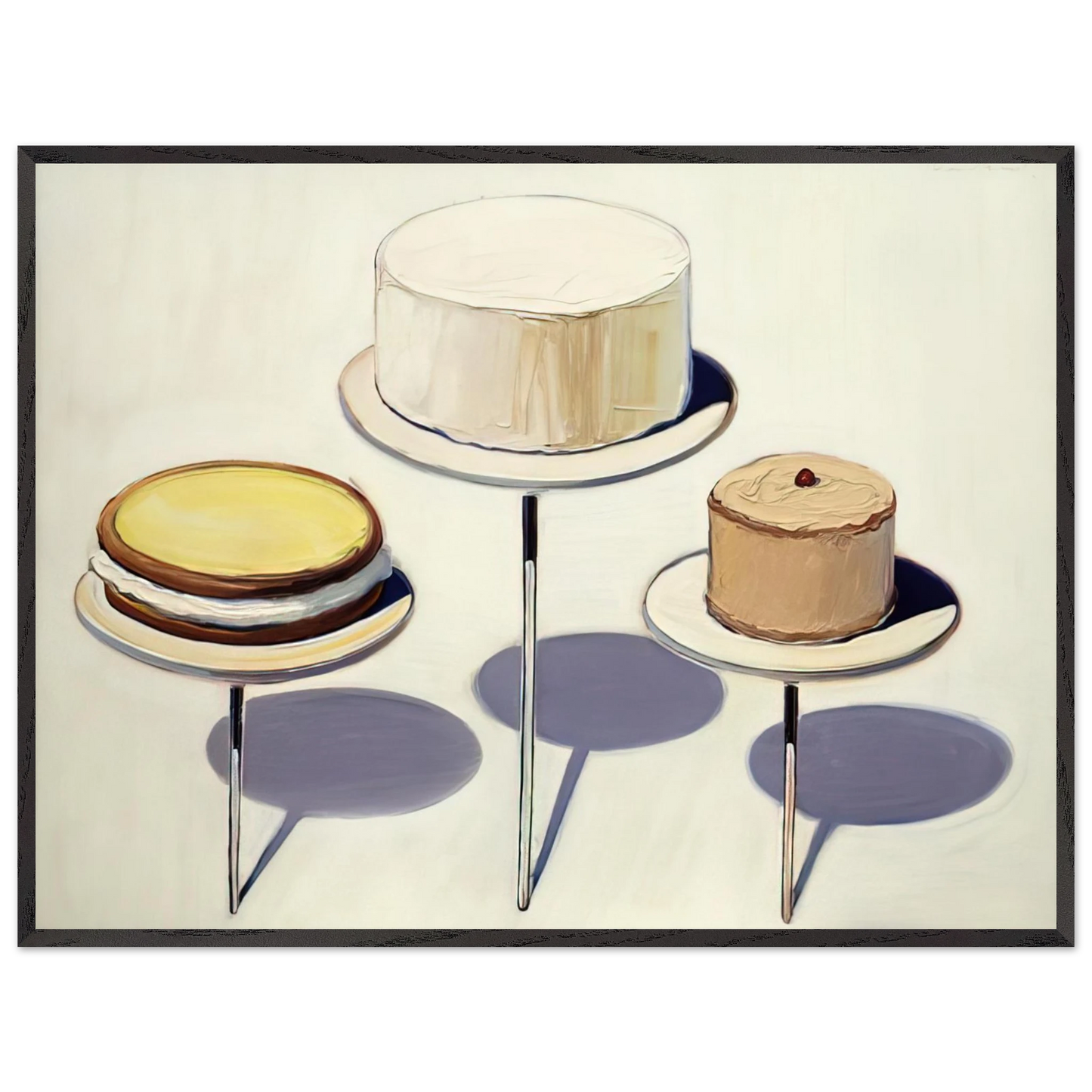 Wayne Thiebaud - Display Cakes - 1963 Wall Art - 30x40 cm / 12x16 inches - Premium Wooden Framed Poster With Fine Art Paper - White frame