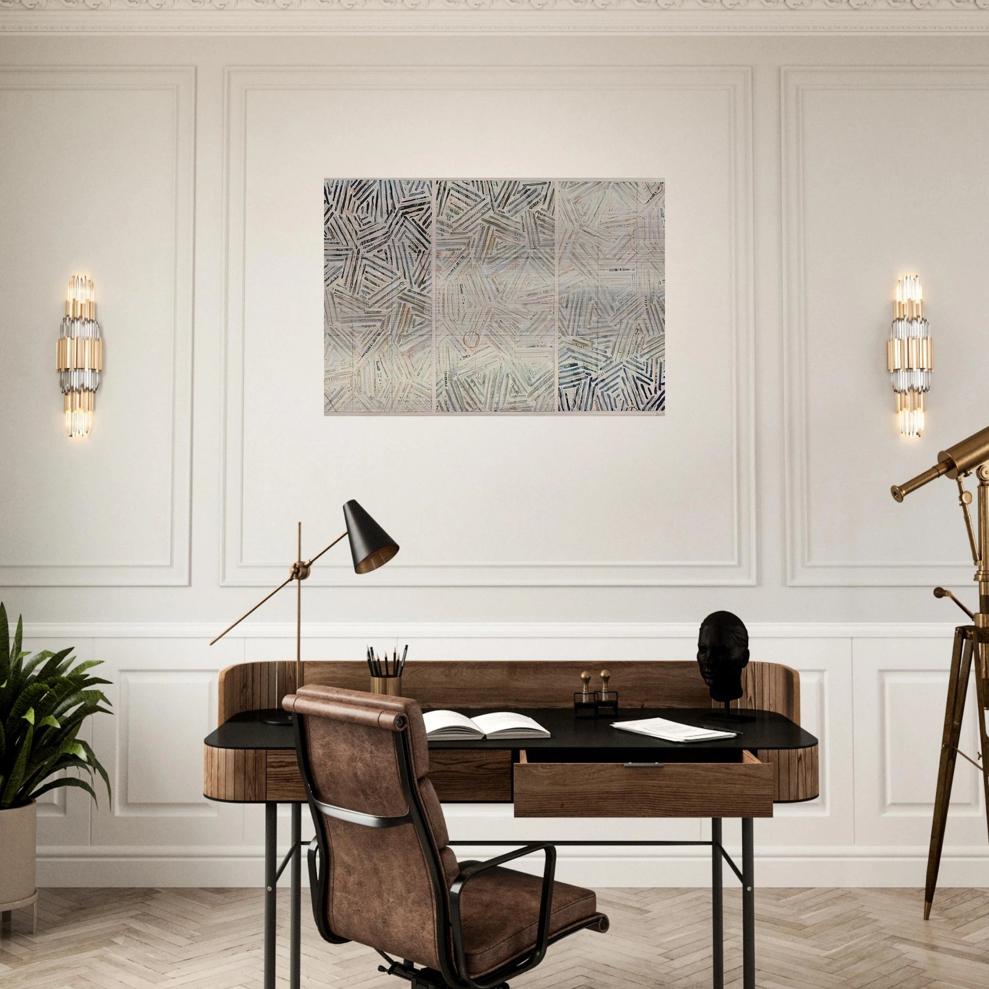 BETWEEN THE CLOCK AND THE BED 1989 - Jasper Johns Brushed Aluminum Print - 70x100 cm / 28x40 inches | Jasper Johns Aluminum Print | Jasper Johns Prints