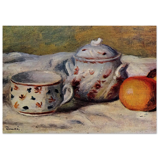 Still Life with Cup and Sugar Bowl - Pierre-Auguste Renoir Brushed Aluminum Print - 70x100 cm / 28x40 inches | Pierre-Auguste Renoir Aluminum Print | Pierre-Auguste Renoir Prints