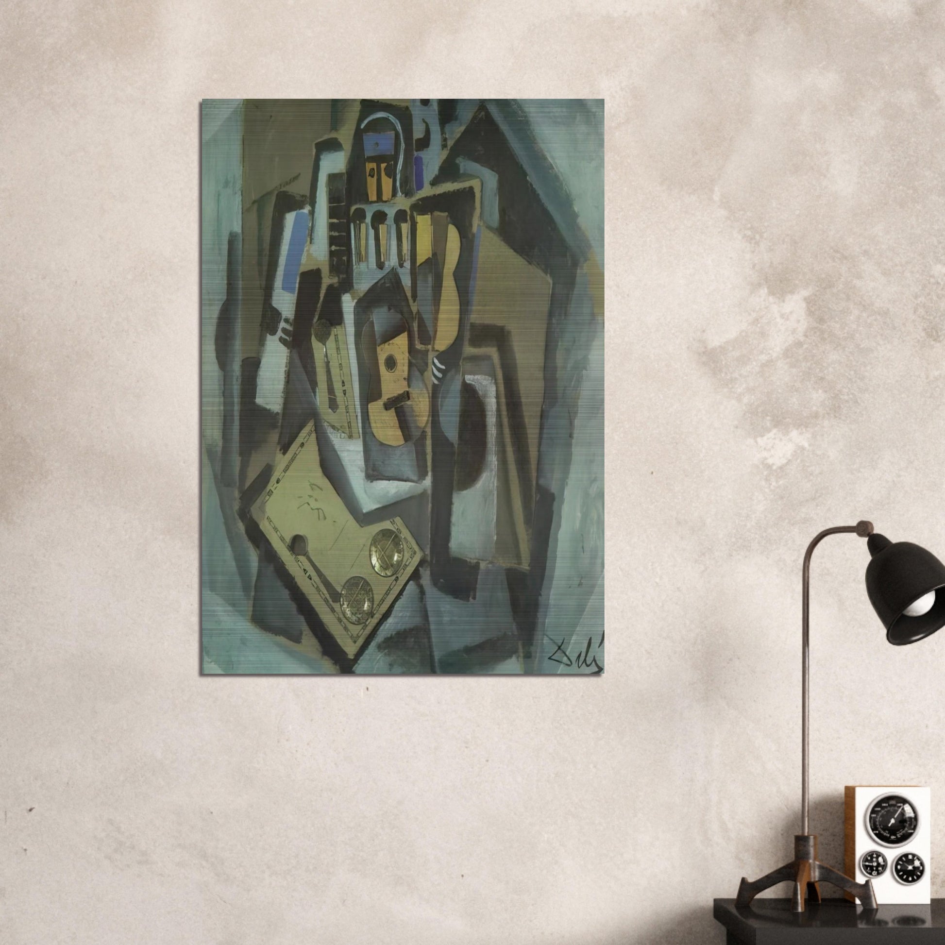PIERROT AND GUITAR - Salvador Dali Brushed Aluminum Print - 70x100 cm / 28x40 inches | Salvador Dali Aluminum Print | Salvador Dali Prints