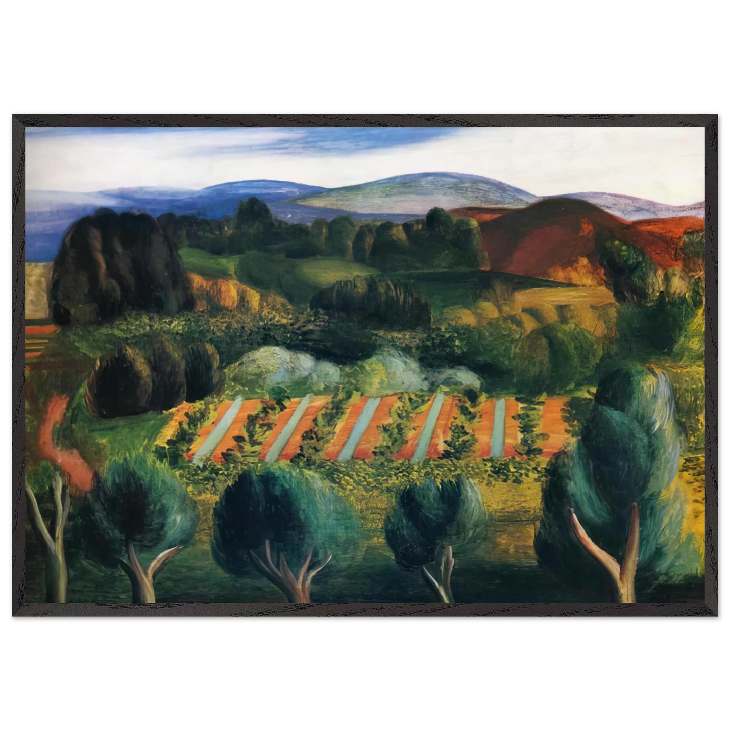 PROVENCE LANDSCAPE 1918 - Moise Kisling 70x100 cm / 28x40 inches Framed Art Print – Black Wooden Frame