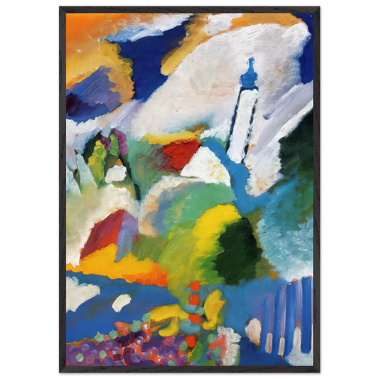 MURNAU WITH A CHURCH 1910 - Wassily Kandinsky 70x100 cm / 28x40 inches Framed Art Print – Black Wooden Frame