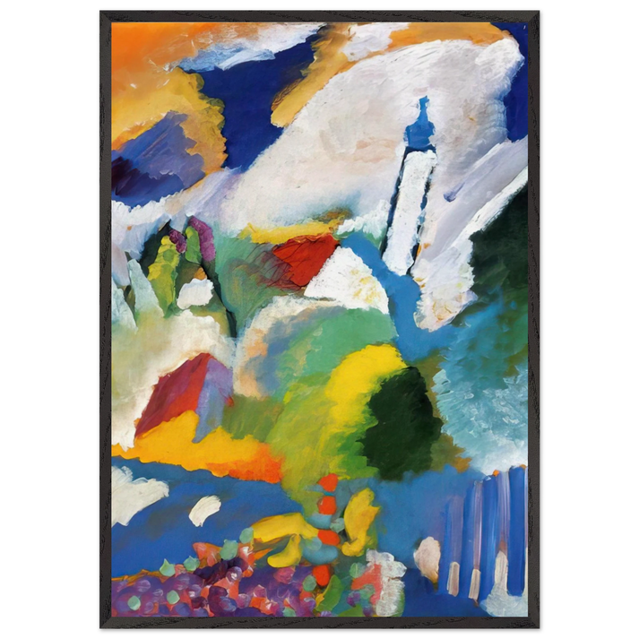 MURNAU WITH A CHURCH 1910 - Wassily Kandinsky 70x100 cm / 28x40 inches Framed Art Print – Black Wooden Frame