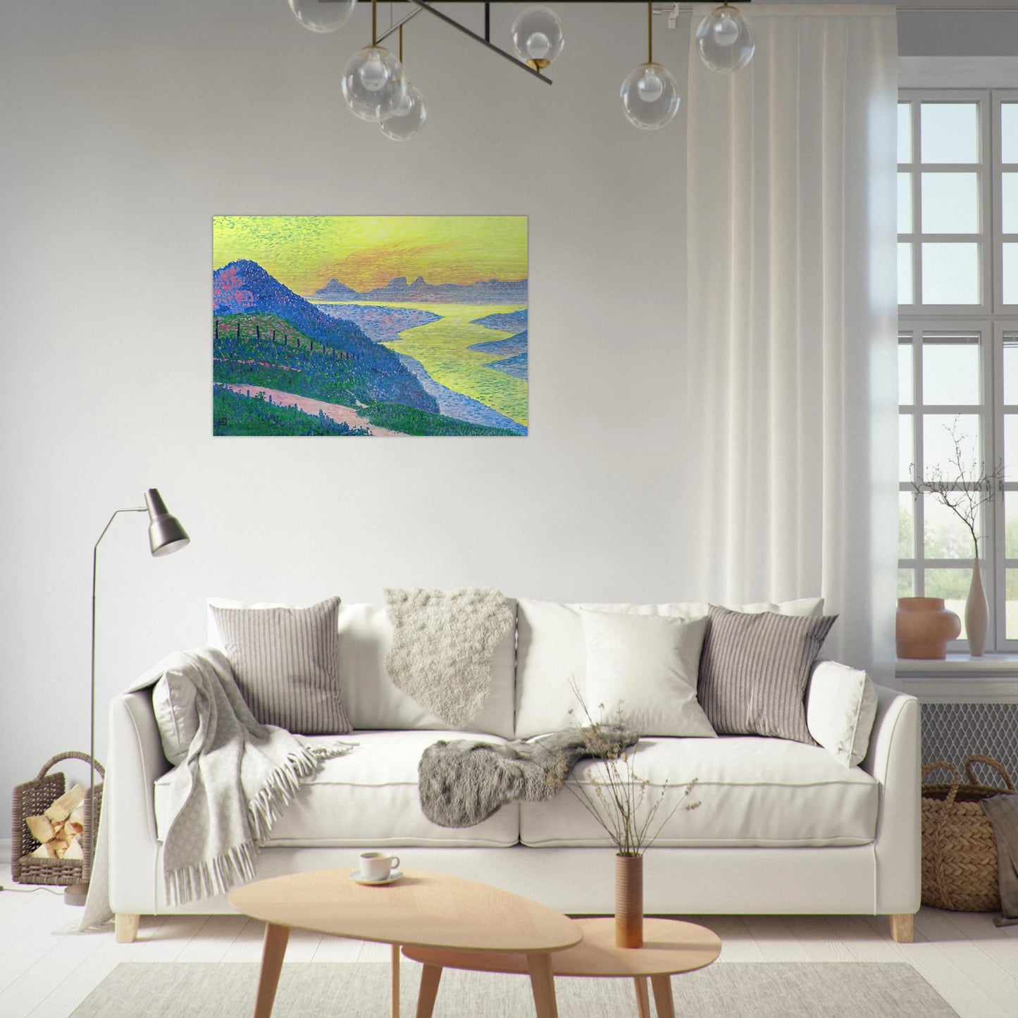 SUNSET AT AMBLETEUSE 1899 - Theo van Rysselberghe Brushed Aluminum Print - 70x100 cm / 28x40 inches | Theo van Rysselberghe Aluminum Print | Theo van Rysselberghe Prints