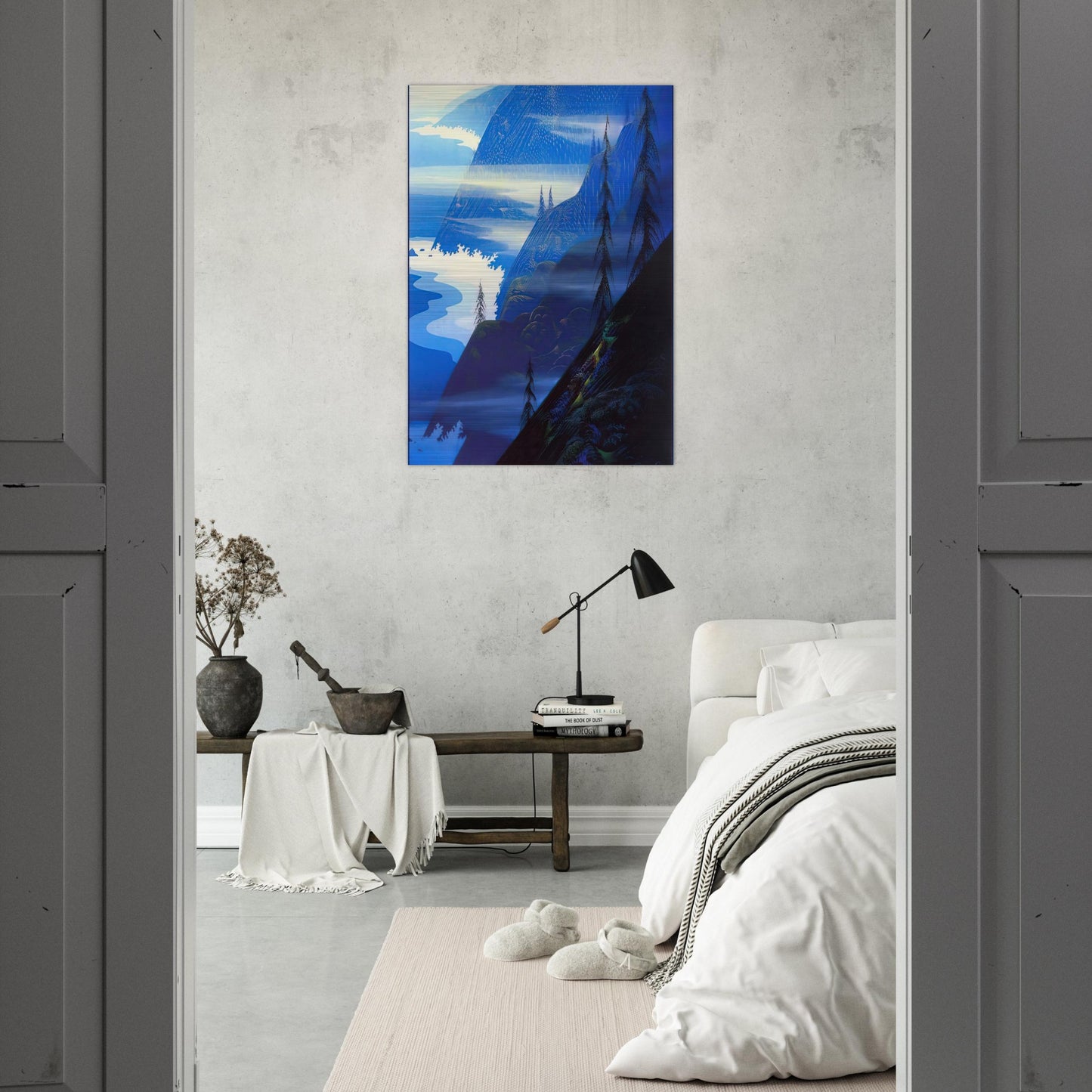 Stardust blue - Eyvind Earle Brushed Aluminum Print - 70x100 cm / 28x40 inches | Eyvind Earle Aluminum Print | Eyvind Earle Prints