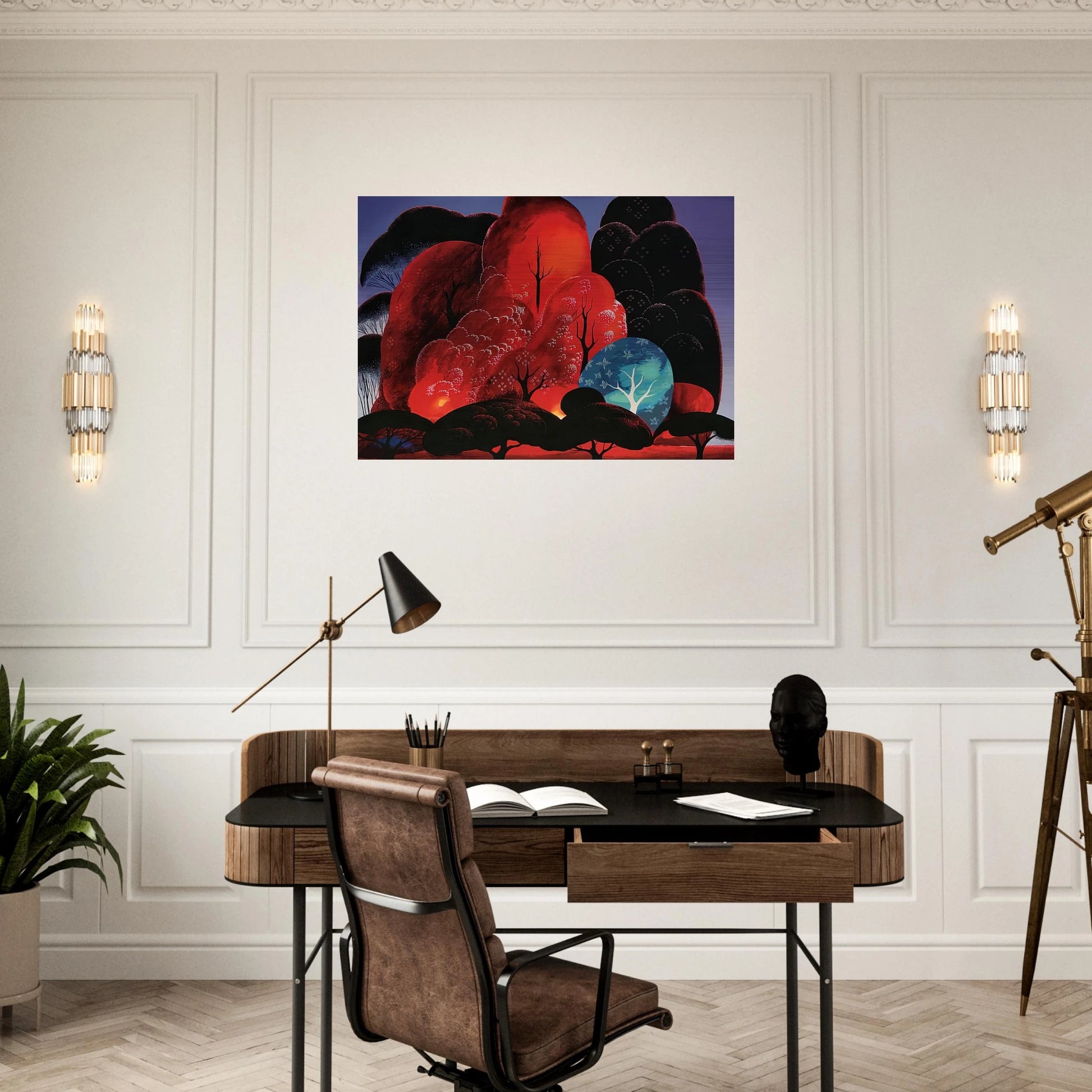 Blazing Glory - Eyvind Earle Brushed Aluminum Print - 70x100 cm / 28x40 inches | Eyvind Earle Aluminum Print | Eyvind Earle Prints