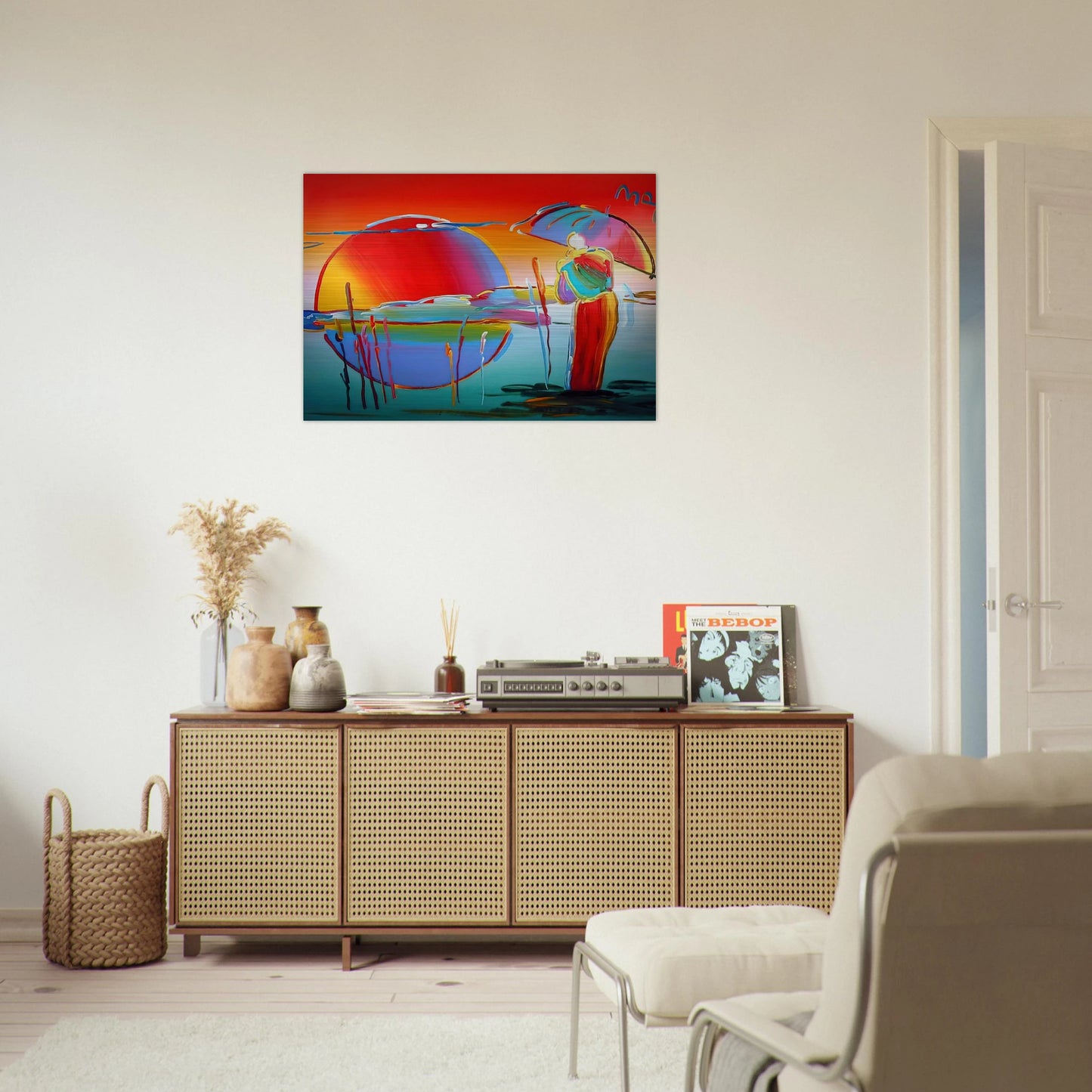 BUDDHA MOON MONK SUNRISE 1999 - Peter Max Brushed Aluminum Print - 70x100 cm / 28x40 inches | Peter Max Aluminum Print | Peter Max Prints