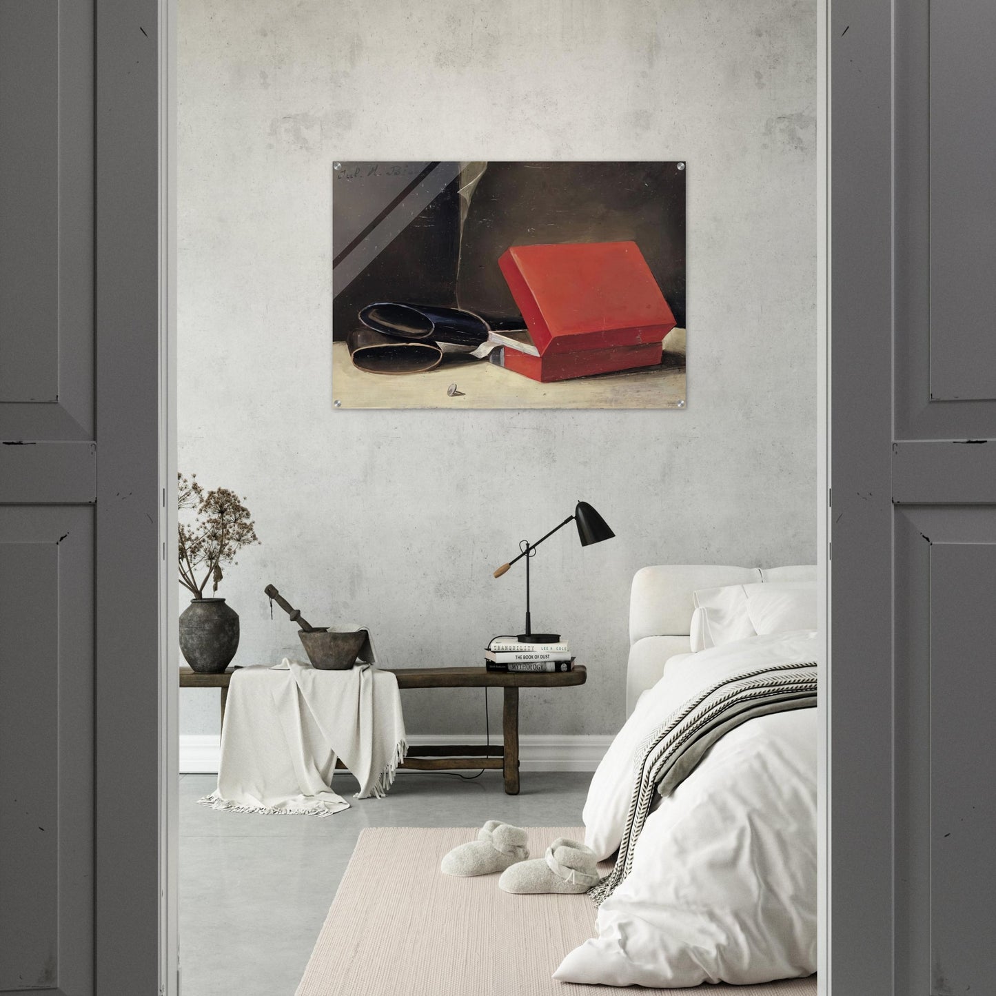 Scatola rossa con astuccio per occhiali - 1923 - Julius Bissier Acrylic Print - 70x100 cm / 28x40″ inches