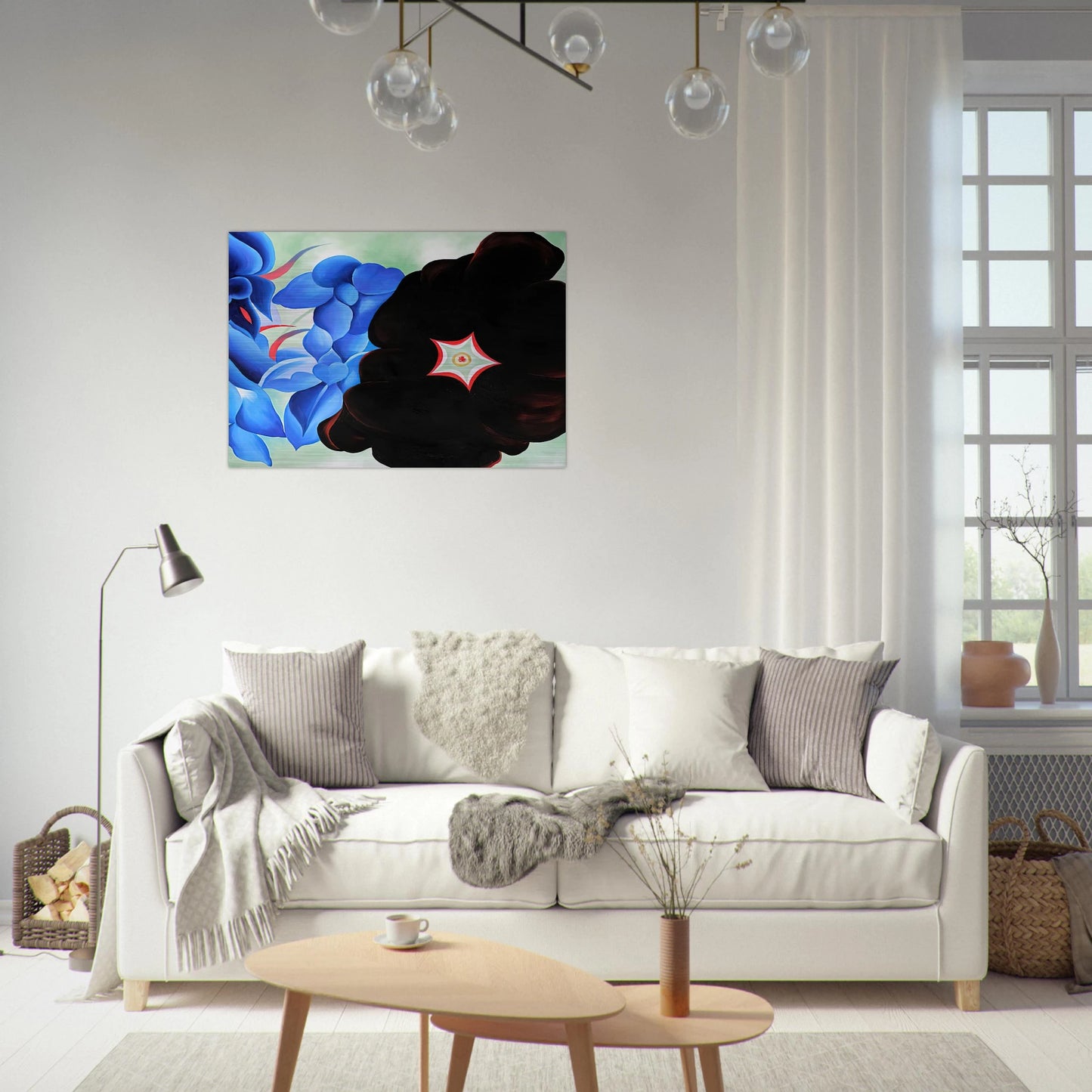 Black Hollyhock - Blue Larkspur - Georgia O'Keeffe Brushed Aluminum Print - 70x100 cm / 28x40 inches | Georgia O'Keeffe Aluminum Print | Georgia O'Keeffe Prints