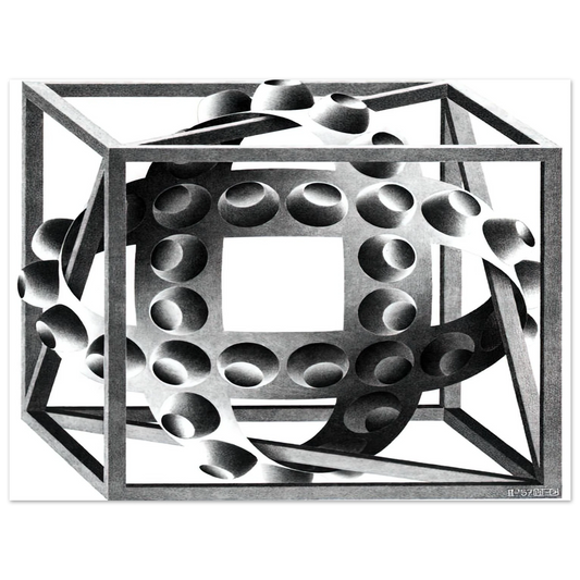 MC Escher - CUBE WITH MAGIC RIBBONS Wall Art - 21x29.7 cm / 8x12" - Fine Art Poster-canvas - -