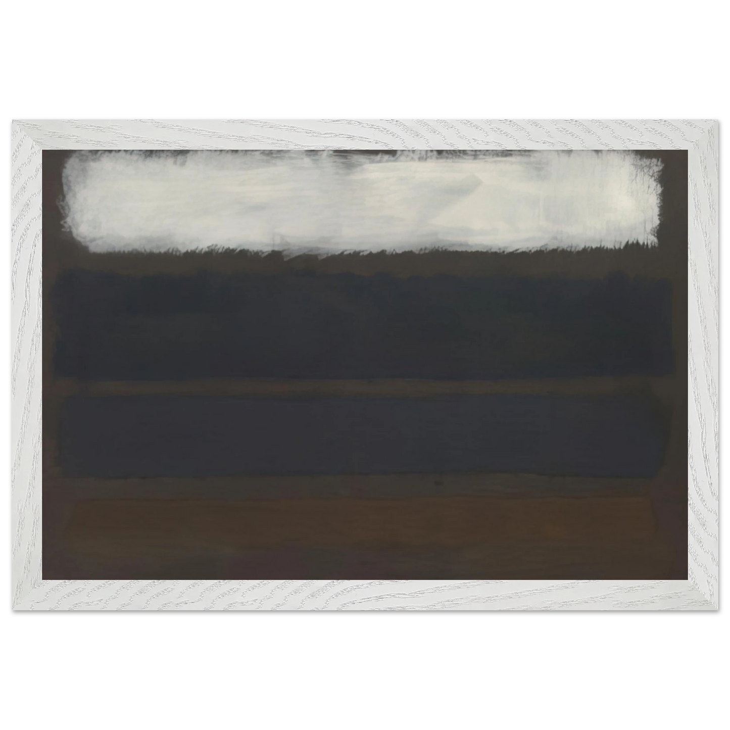 Mark Rothko - No. 14 Horizontals, White over Darks - 1961 Wall Art - 60x80 cm / 24x32 inches - Premium Wooden Framed Poster With Fine Art Paper - White frame