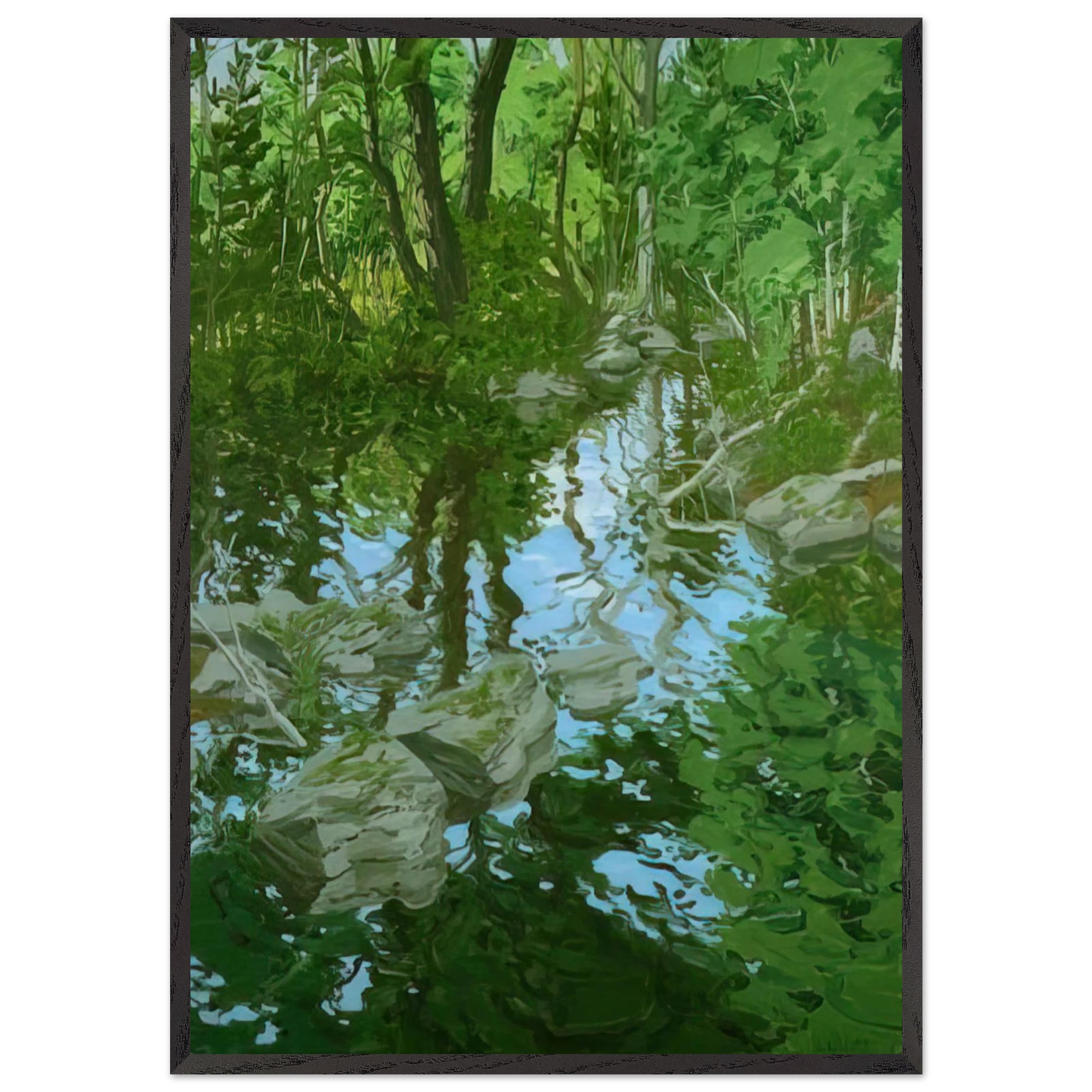 Maine Woodlandpng - 1970 - Neil Welliver 70x100 cm / 28x40 inches Framed Art Print – Black Wooden Frame