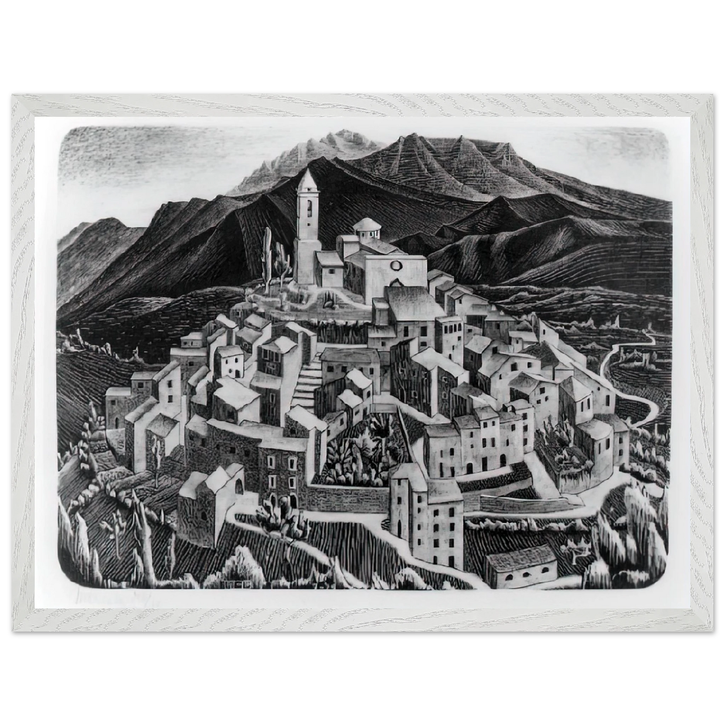 MC Escher - ESCHER (11) Wall Art - 60x80 cm / 24x32 inches - Premium Wooden Framed Poster With Fine Art Paper - Black frame