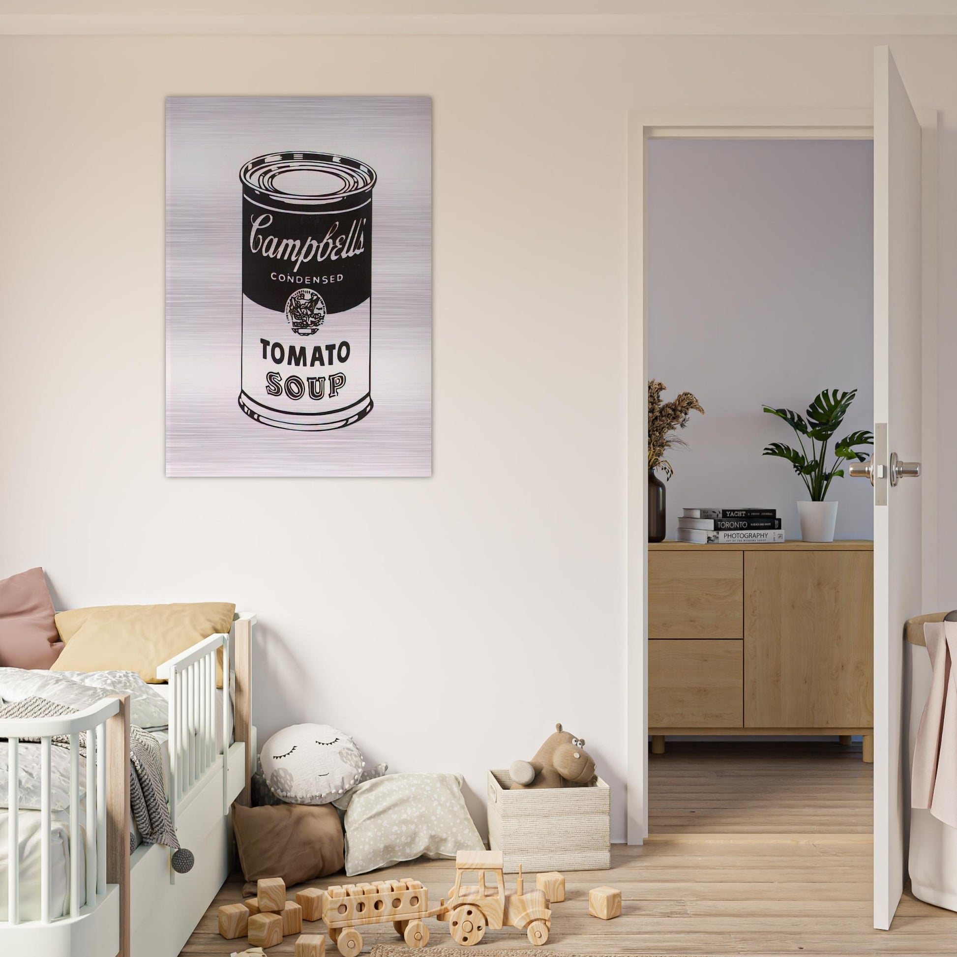 Campbell's Soup Can  Tomato -Retrospective Series - Andy Warhol Brushed Aluminum Print - 70x100 cm / 28x40 inches | Andy Warhol Aluminum Print | Andy Warhol Prints