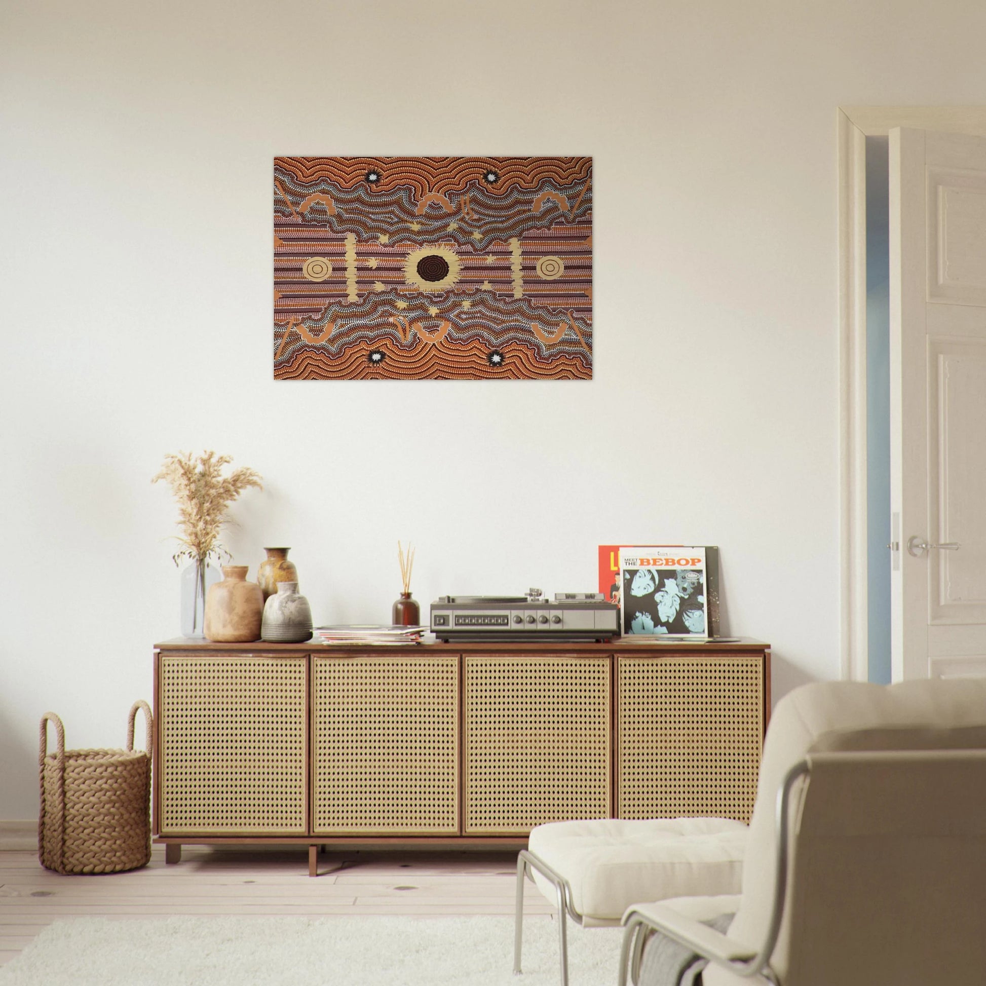 Untitled - 1990 - Clifford Possum Tjapaltjarri Brushed Aluminum Print - 70x100 cm / 28x40 inches | Clifford Possum Tjapaltjarri Aluminum Print | Clifford Possum Tjapaltjarri Prints