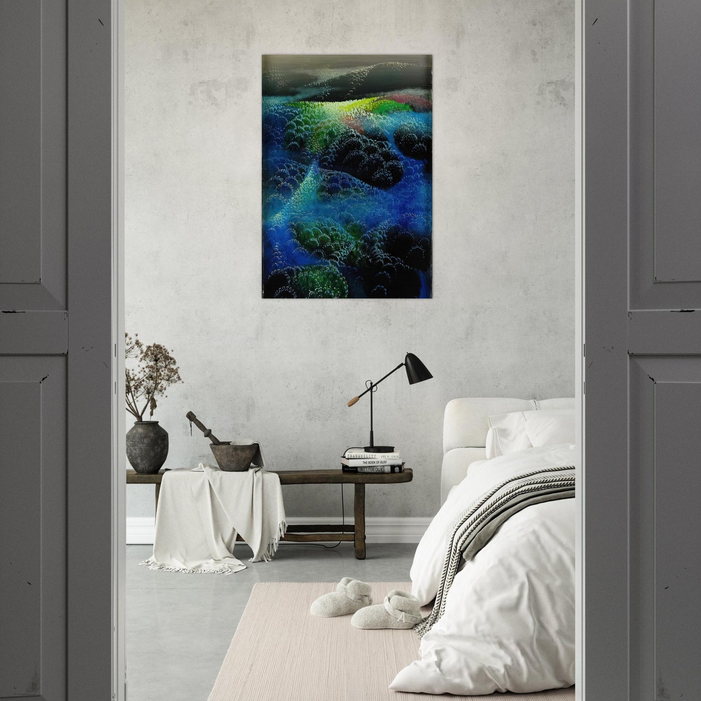 Fields Of Fog - Eyvind Earle Brushed Aluminum Print - 70x100 cm / 28x40 inches | Eyvind Earle Aluminum Print | Eyvind Earle Prints