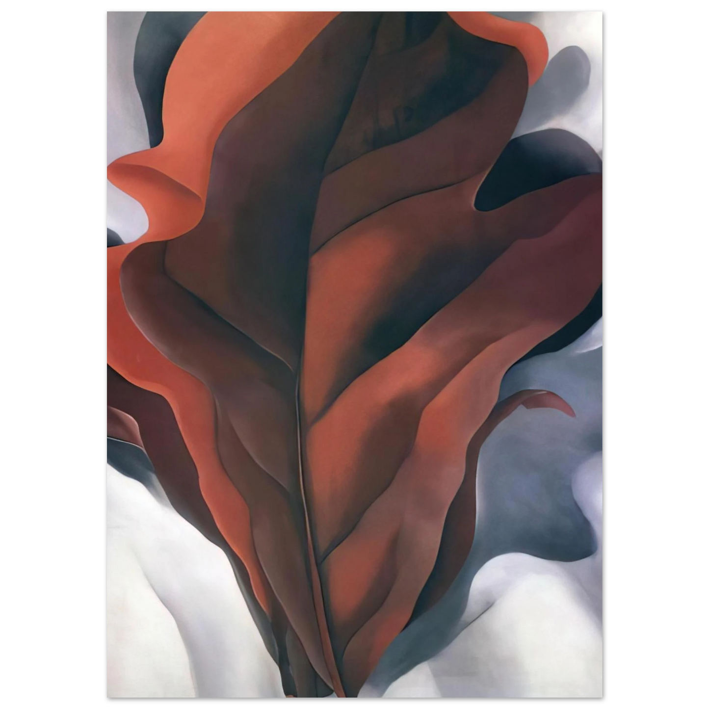 Georgia O'Keeffe - Large Dark Red Leaves on White Fine Art Poster