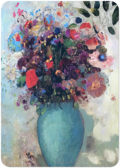 FLOWERS IN A TURQUOISE VASE By Odilon Redon Pack of 10 Post Cards | Odilon Redon Post Cards | A6 (10.5 x 14.8 cm) - 4.1 x 5.8 inches