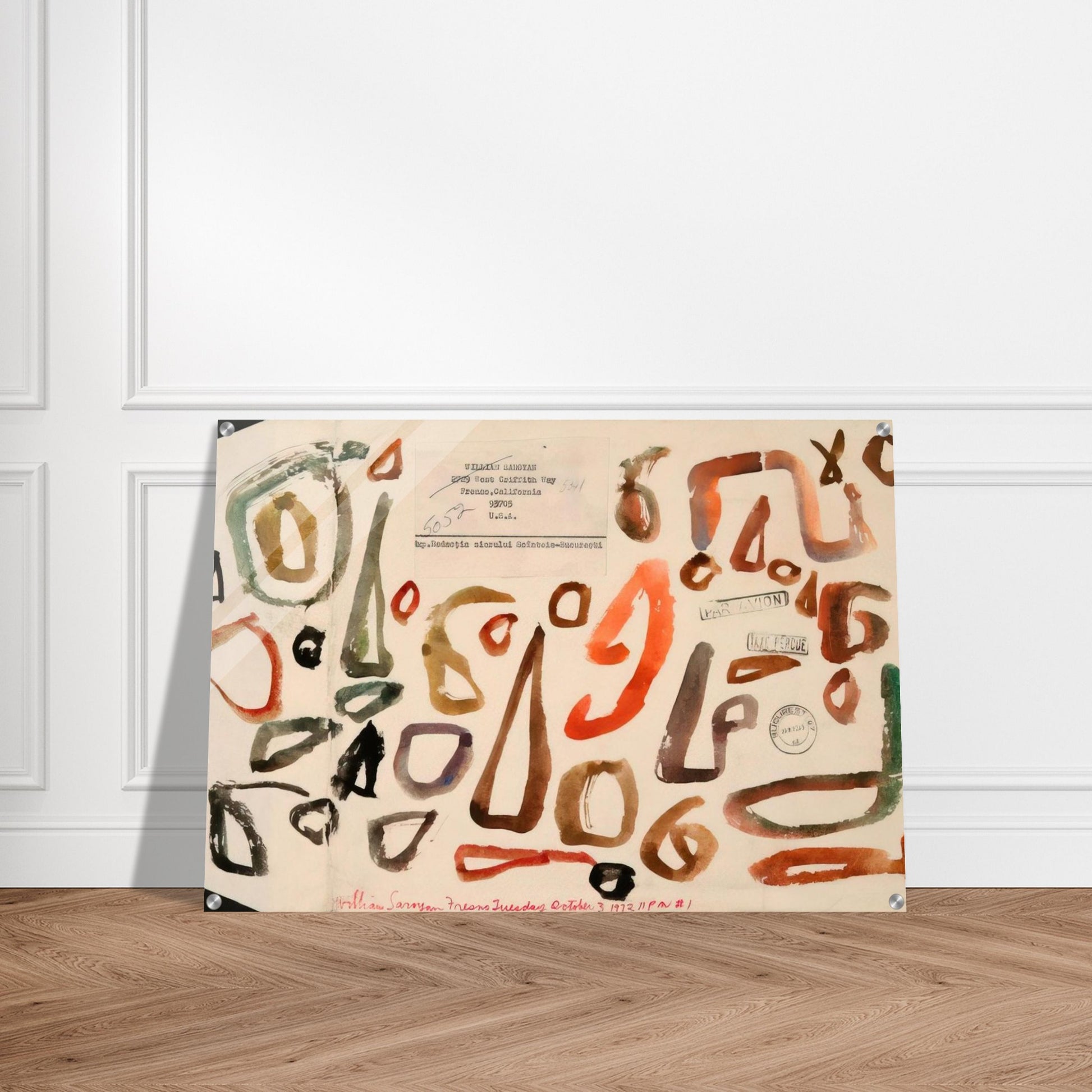 # 1 October 3 1972 - 1972 - William Saroyan Acrylic Print - 70x100 cm / 28x40″ inches | William Saroyan Wall Art | William Saroyan Prints