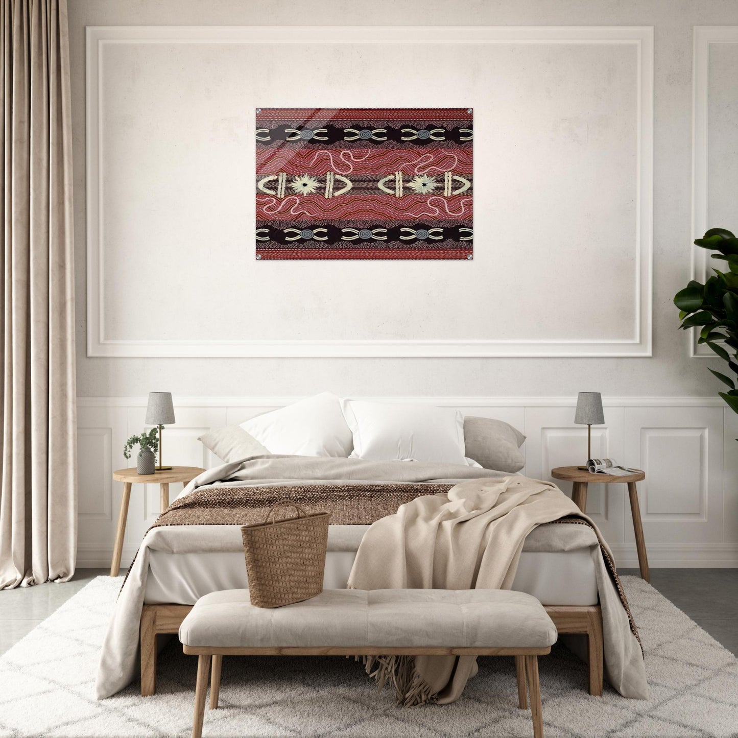 Men's Initiation, Spider Dreaming - 1999 - Clifford Possum Tjapaltjarri Acrylic Print - 70x100 cm / 28x40″ inches
