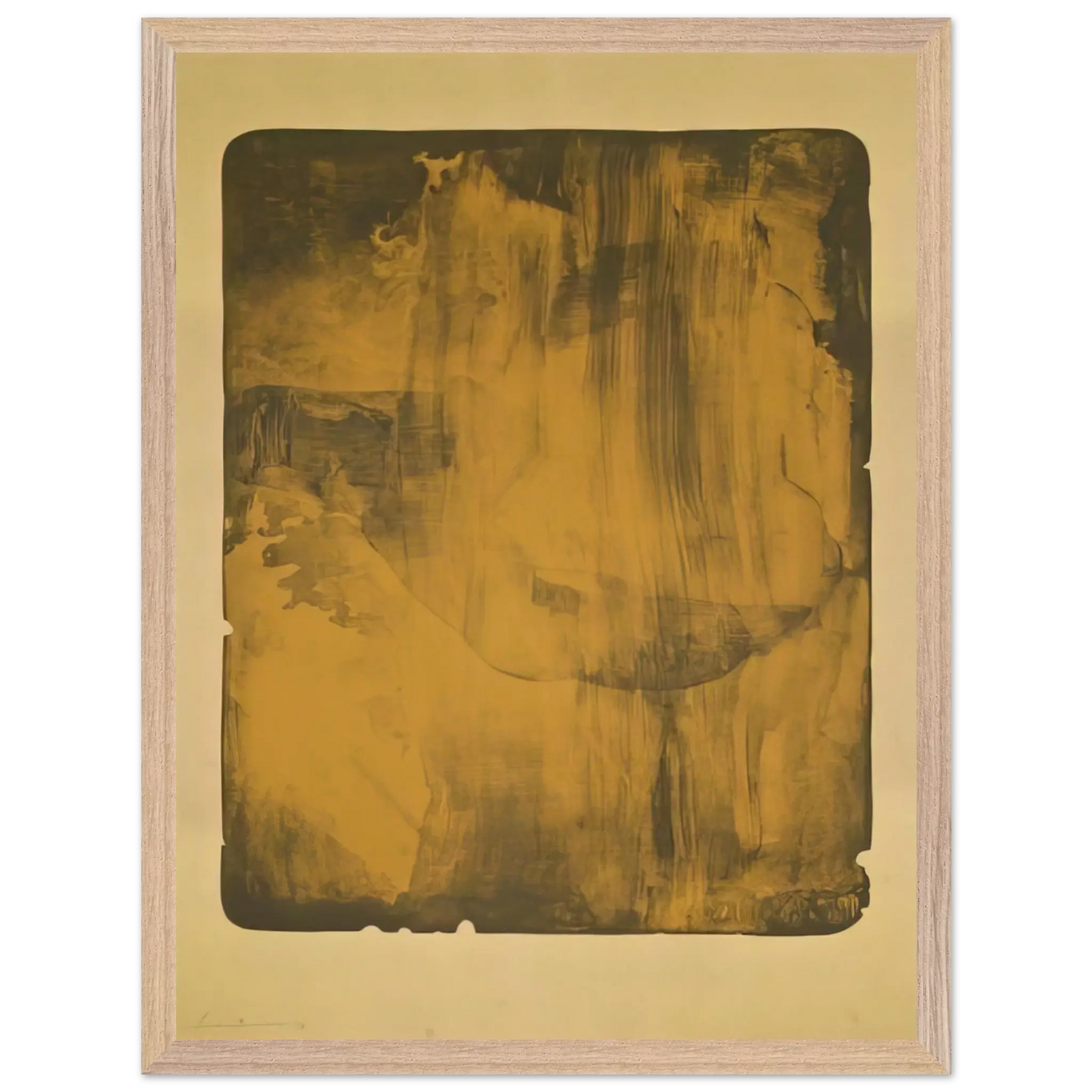 Helen Frankenthaler - Bronze Smoke - 1978 Wall art - 28x43  cm / XL (11x17 Inches) - Premium Wooden Framed Poster With Fine Art Paper - Black frame
