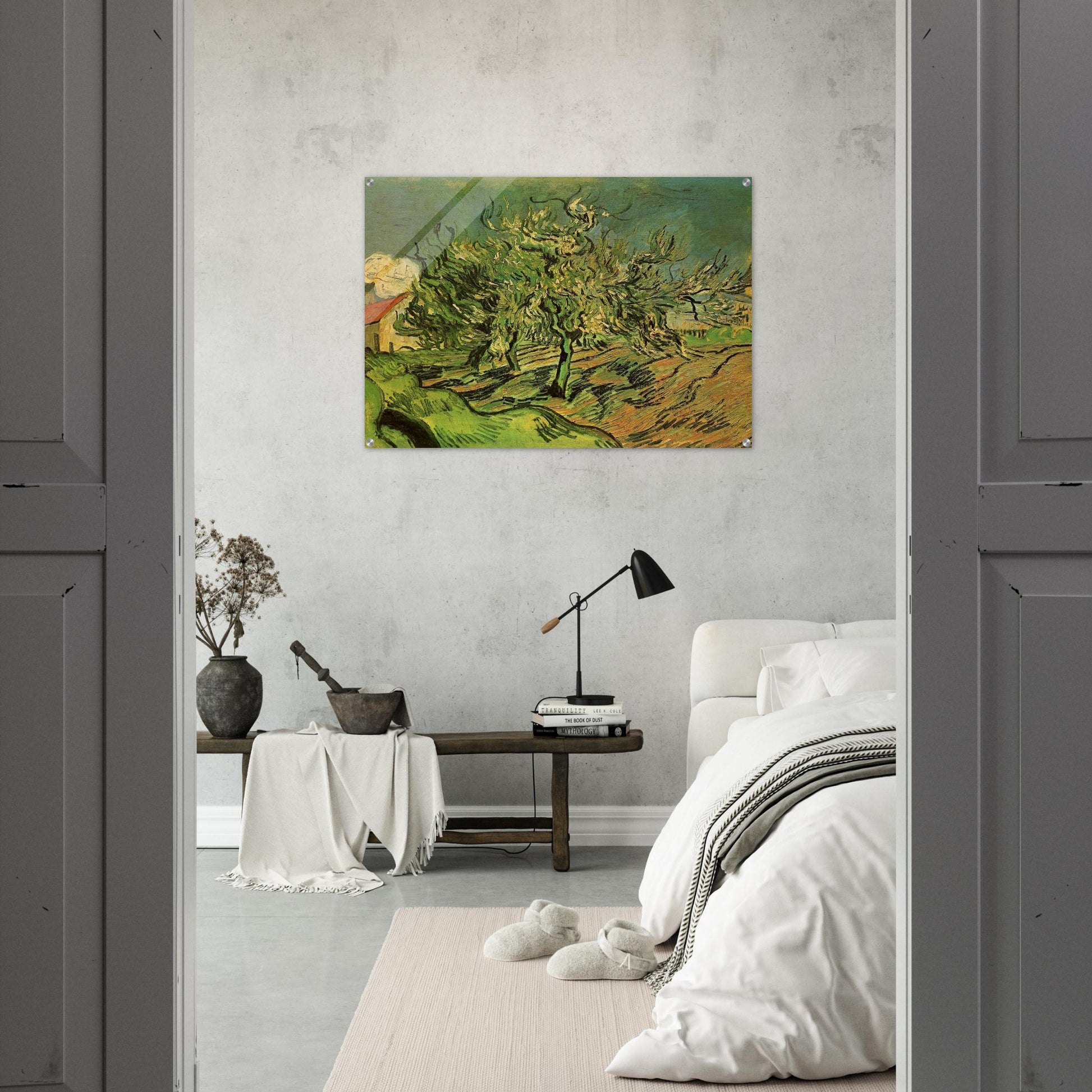 Landscape with Three Trees and a House - Vincent van Gogh Acrylic Print - 70x100 cm / 28x40″ inches | Vincent van Gogh Wall Art | Vincent van Gogh Prints