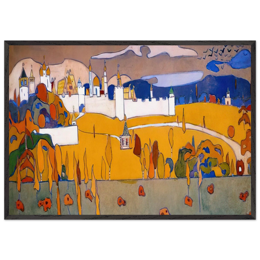 WALLED CITY IN AUTUMN LANDSCAPE 1902 - Wassily Kandinsky 70x100 cm / 28x40 inches Framed Art Print – Black Wooden Frame