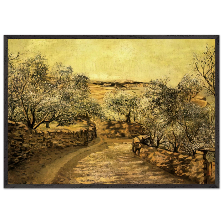 THE LANE TO PORT LLIGAT WITH VIEW OF CAP CREUS - Salvador Dali 70x100 cm / 28x40 inches Framed Art Print – Black Wooden Frame