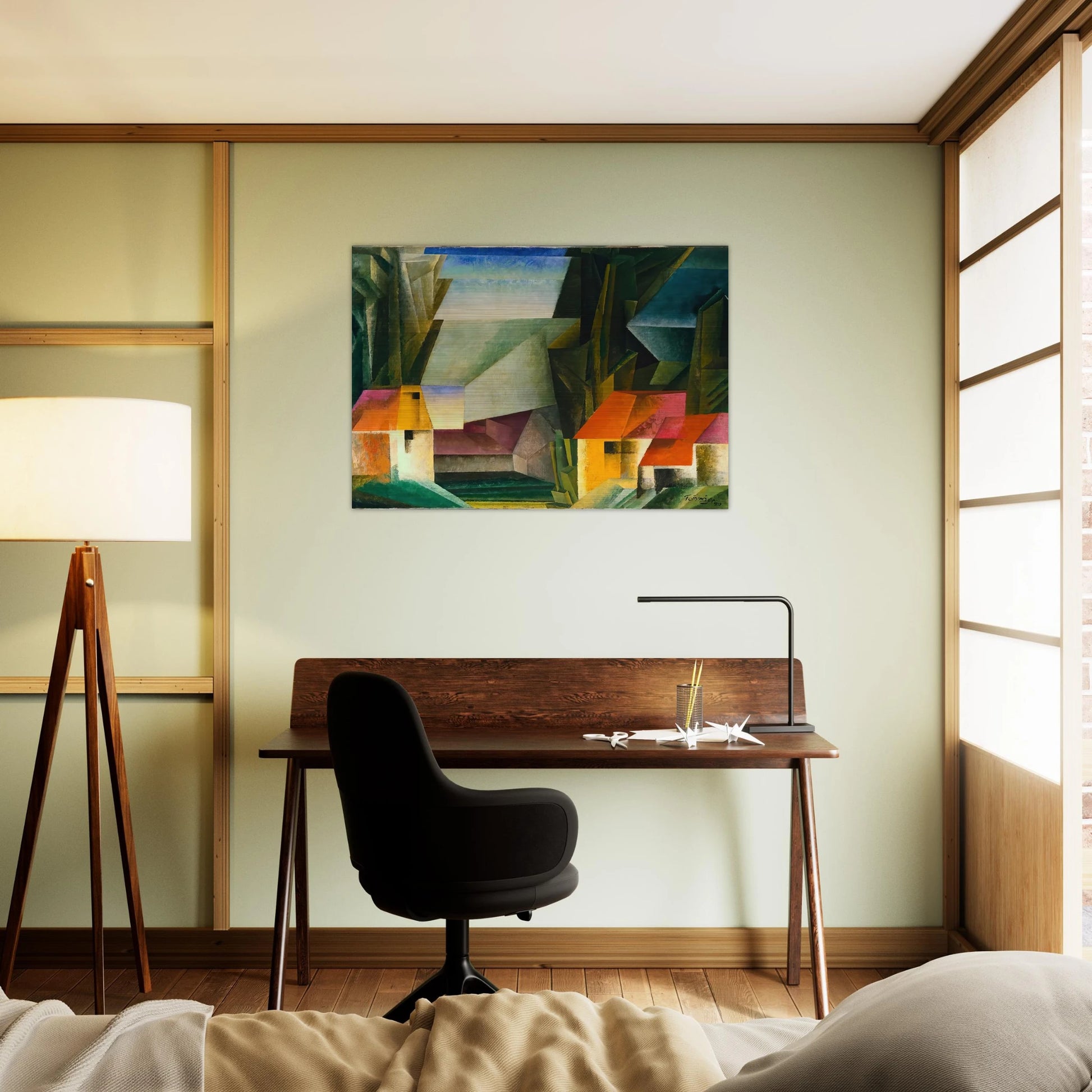 HOPFGARTEN 1920 - Lyonel Feininger Brushed Aluminum Print - 70x100 cm / 28x40 inches | Lyonel Feininger Aluminum Print | Lyonel Feininger Prints