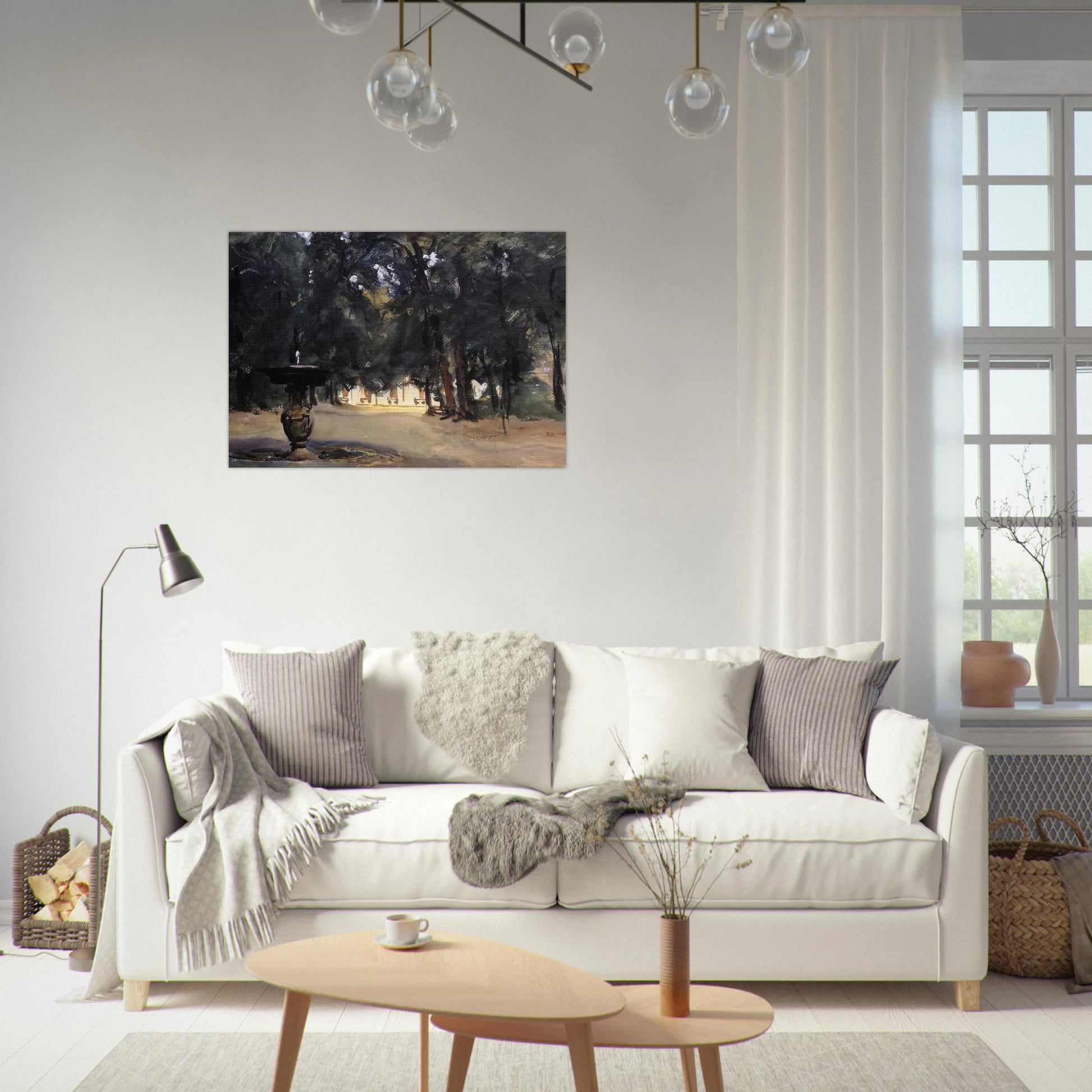 Villa Torlonia Fountain - John Singer Sargent Brushed Aluminum Print - 70x100 cm / 28x40 inches | John Singer Sargent Aluminum Print | John Singer Sargent Prints