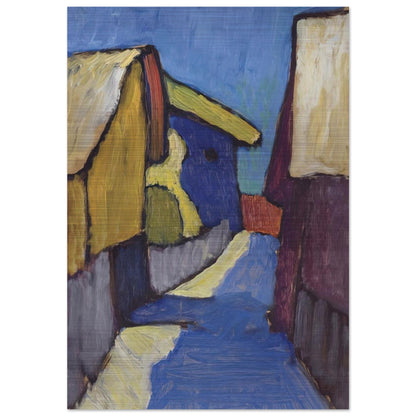 DORFSTRASSE IN BLAU - Gabriele Munter Brushed Aluminum Print - 70x100 cm / 28x40 inches | Gabriele Munter Aluminum Print | Gabriele Munter Prints