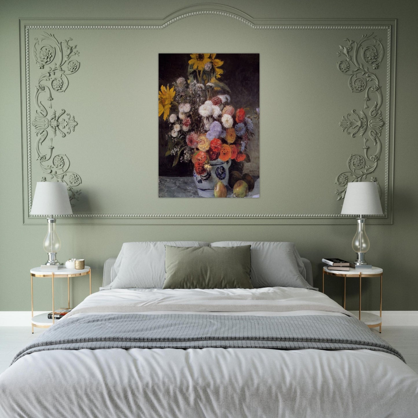 Mixed Flowers In An Earthware Pot - Pierre-Auguste Renoir Brushed Aluminum Print - 70x100 cm / 28x40 inches | Pierre-Auguste Renoir Aluminum Print | Pierre-Auguste Renoir Prints