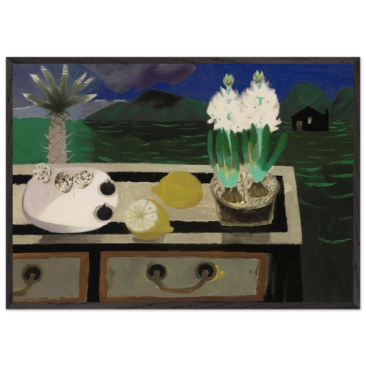 The White Hyacinth - 1984 - Mary Fedden 70x100 cm / 28x40 inches Framed Art Print – Black Wooden Frame