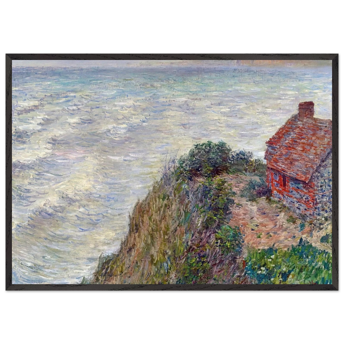 Fishermans House in Petit-Ailly - claude monet 70x100 cm / 28x40 inches Framed Art Print – Black Wooden Frame