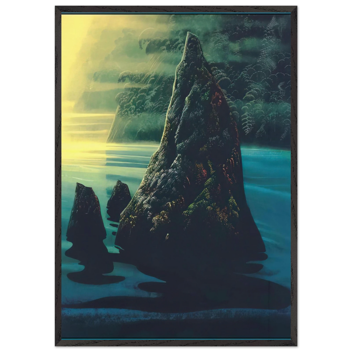 The Rock - Eyvind Earle 70x100 cm / 28x40 inches Framed Art Print – Black Wooden Frame