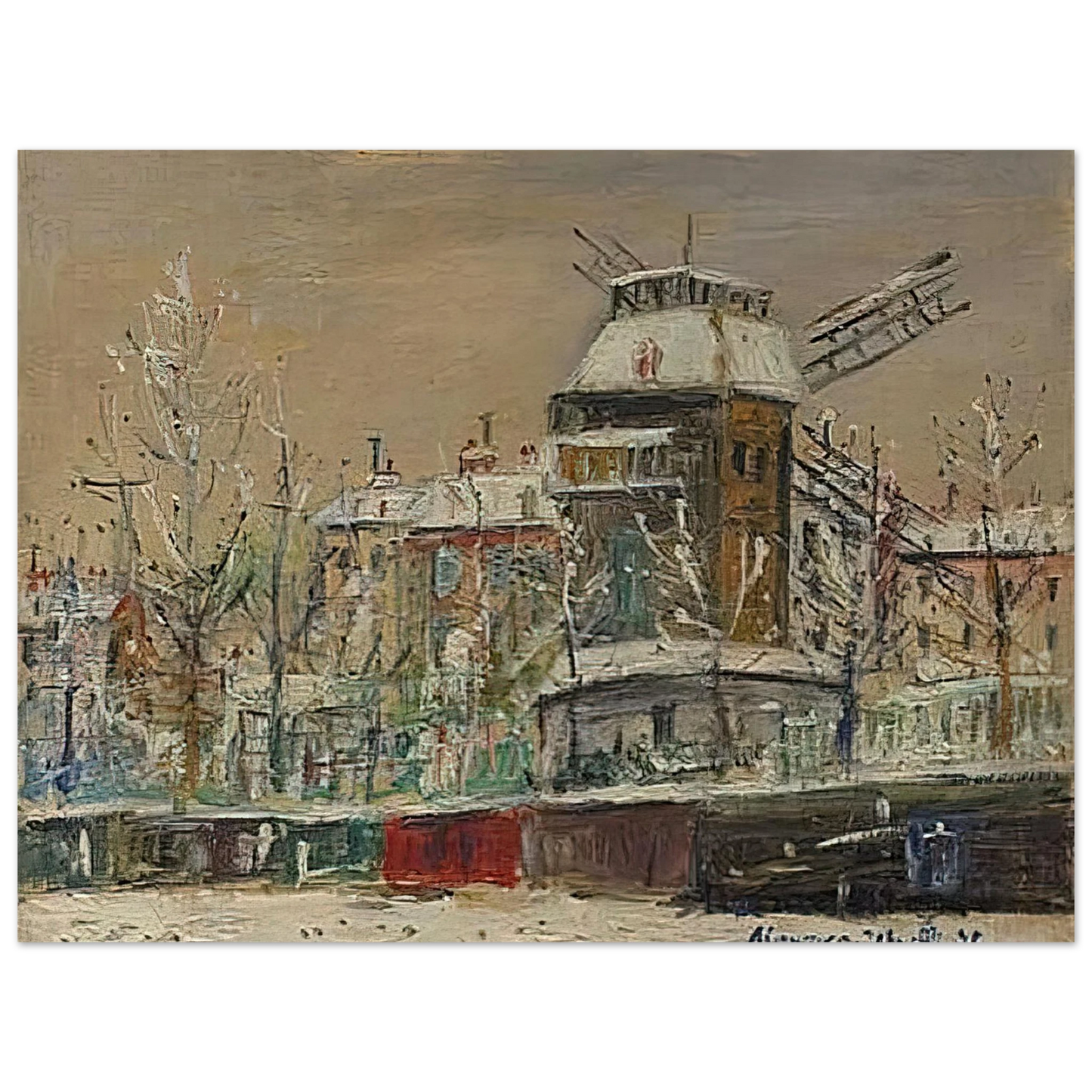 Maurice Utrillo - MOULIN DE LA GALETTE UNDER THE SNOW 1  75x100 cm / 30x40inches Fine Art Poster