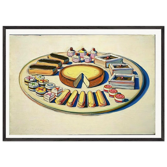 French Pastries - 1963 - Wayne Thiebaud 70x100 cm / 28x40 inches Framed Art Print – Black Wooden Frame